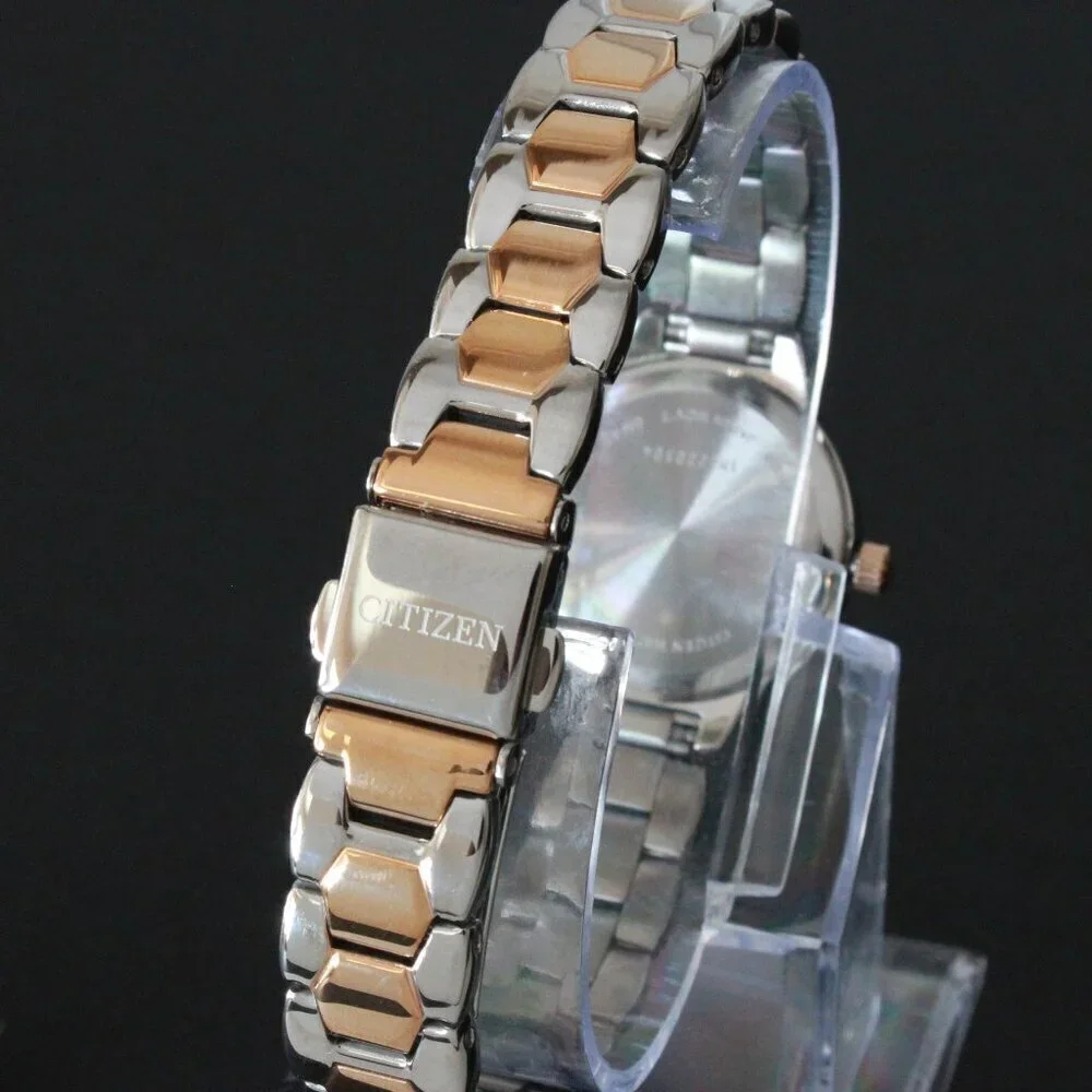 Citizen Women's Quartz Watch Crystal Bezel Mother Of Pearl Dial 24mm